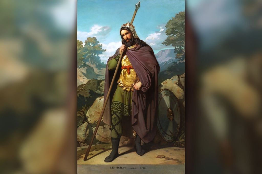 Representación idealizada del rey Leovigildo († 586), hijo del conde Liuverico y hermano de Liuva I, a quien sucedió en el trono visigodo