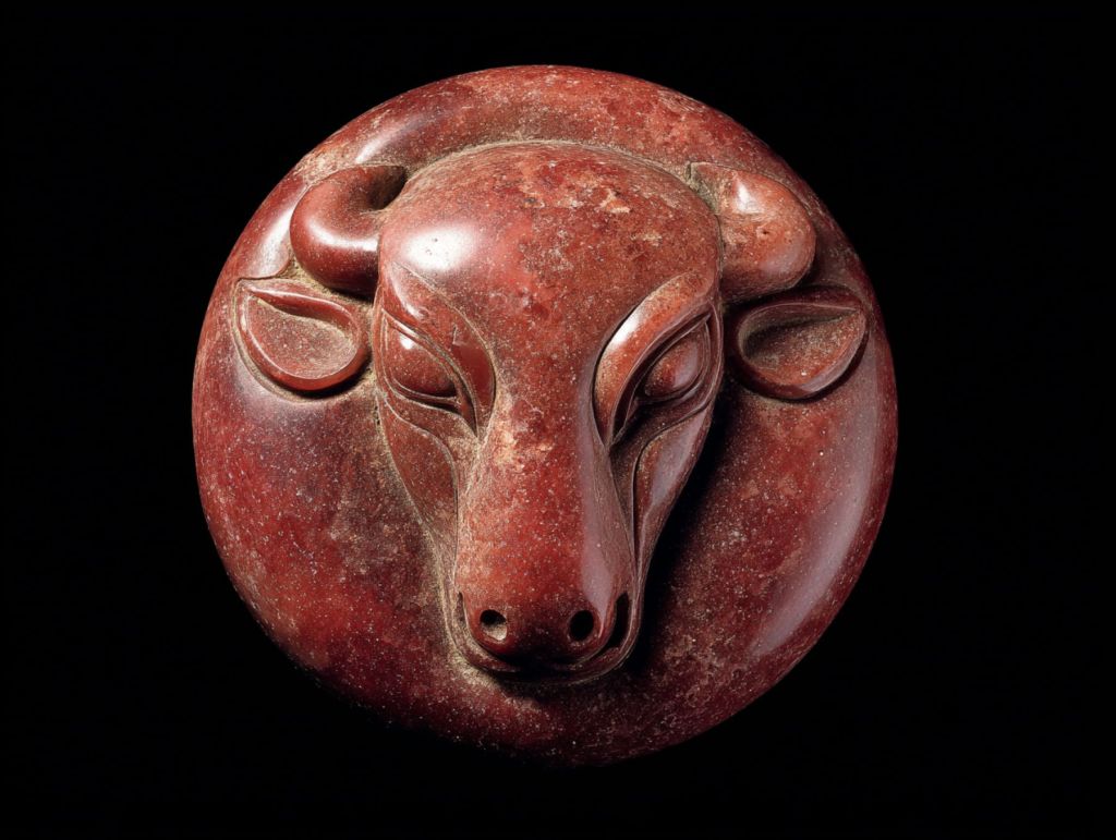 Escultura de cabeza de toro