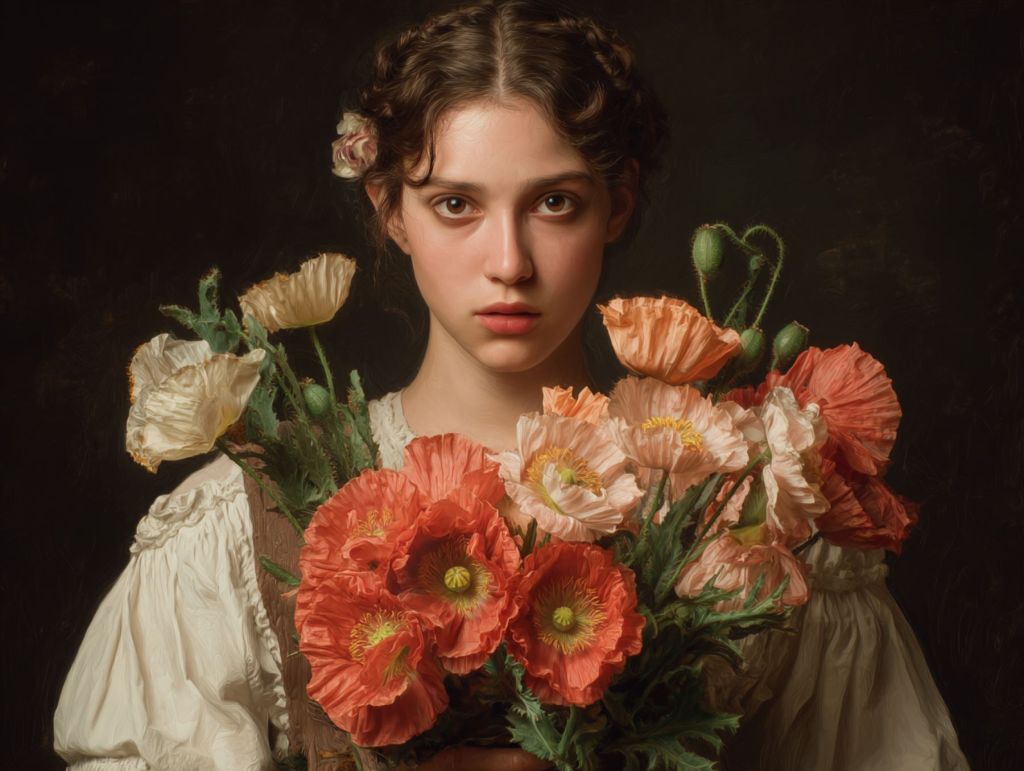 Muchacha con amapolas