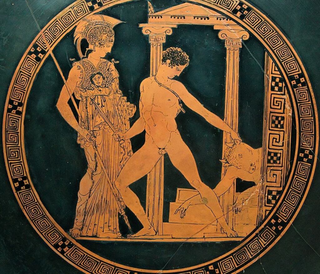 Atenea, Teseo y el Minotauro
