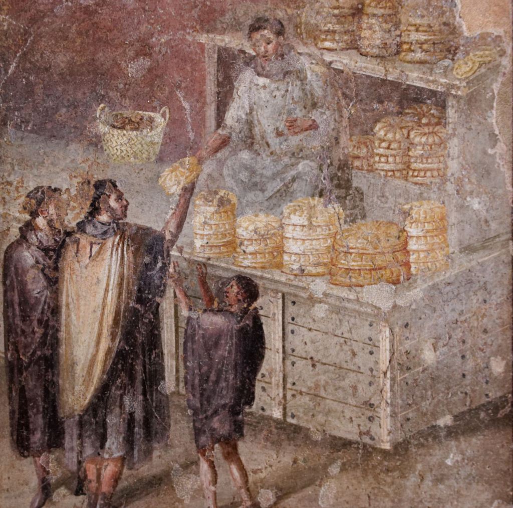 Venta de pan en un fresco de Pompeya