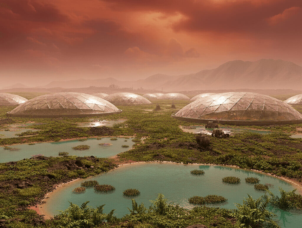 Fig. 3. Posible aspecto de Marte durante la terraformación. Imagen generada por IA