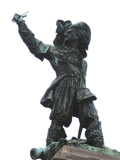 Estatua de Jean Bart, corsario francés, en Dunkerque (Francia). Obra de Pierre-Jean David d’Angers (1798-1882), inaugurada en 1847. Fuente: Wikimedia Commons / Paul Hermans.